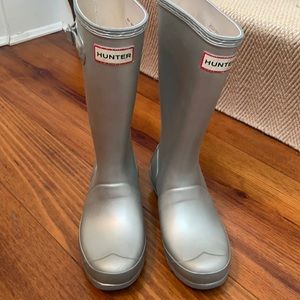 Hunter boots girls silver size 3